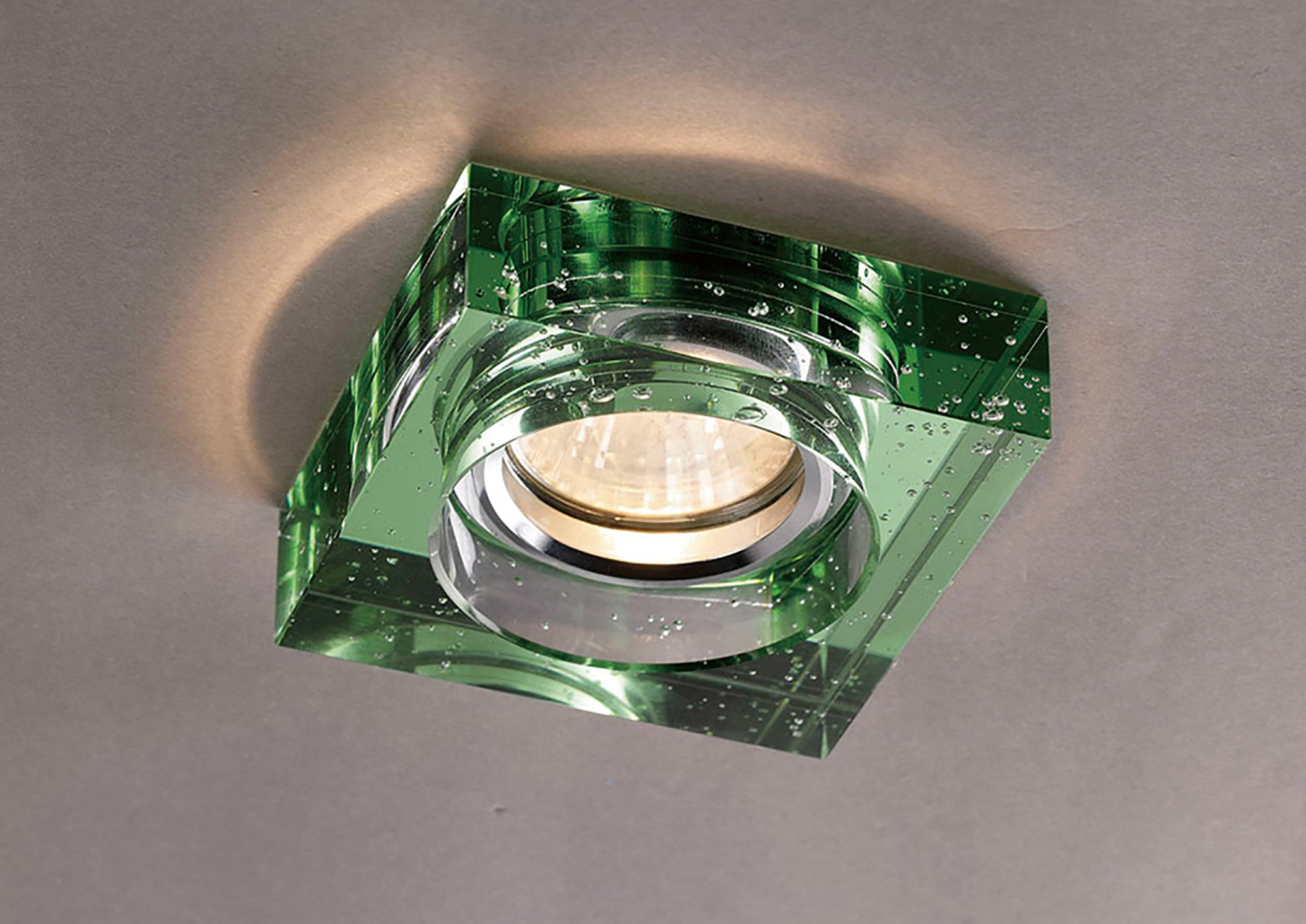 IL30832GR  Crystal Bubble Downlight Square Rim Only Green